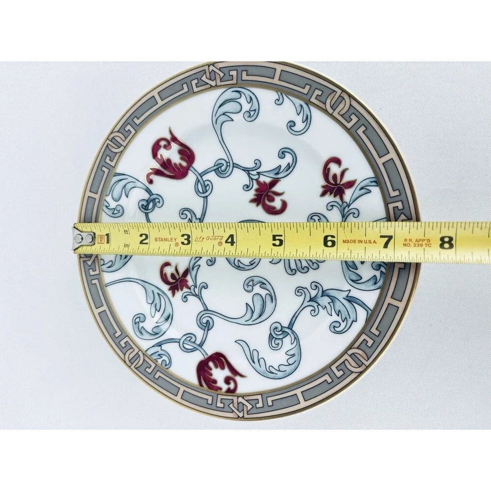 San Marino Italy 4 Dessert Plates‎ Floral Red Tulip Gold Accent Salad Appetizer